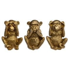 Atmosphera Tři moudré opice, zlaté sošky z polyresinu, výška 17 cm