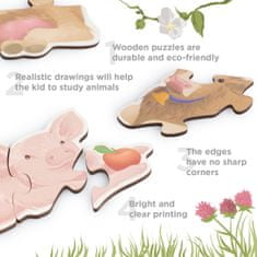 Dřevěné puzzle "Farm animals"