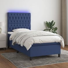 shumee Box spring postel s matrací a LED modrá 90x190 cm textil