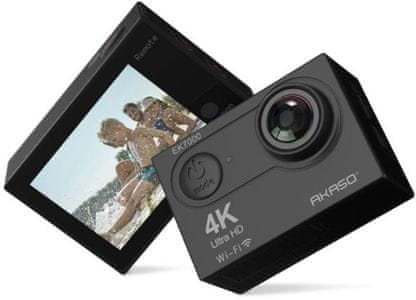 moderní akční kamera akaso EK7000 krásné fotografie vysoce kvalitní videa různé režimy nabíjecí baterie vysoká odolnost