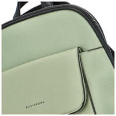 Silvia Rosa Dámský koženkový batoh s kapsou na přední straně Gloria, zelený