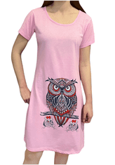 Noční košile s krátkým rukávem růžová sova S