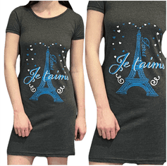 Grafitová noční košile s krátkým rukávem modrá věž S