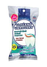 Japan Premium Vlhčené ubrousky napuštěné zubní pastou pro ústní hygienu, 35 ks, 20 x 15 cm