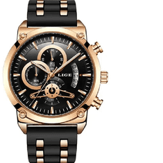 Lige Elegantní černé a zlaté pánské hodinky - Luxusní dárek ZDARMA* pro každého gentlemana
