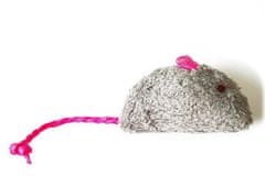 Pet tribe Hračka pro kočky myška s provázkovým ocasem růžová malá