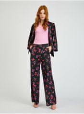 Orsay Černé dámské květované široké kalhoty 36