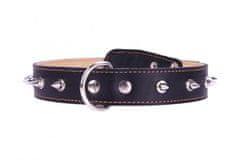 Collar Obojek kožený Leather zdobený velkými bodci černý (48-63cm/35mm)