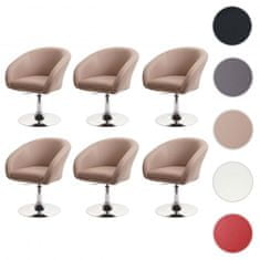 MCW Sada 6 jídelních židlí F19, kuchyňská židle otočná židle lounge chair, otočná výškově nastavitelná ~ umělá kůže taupe