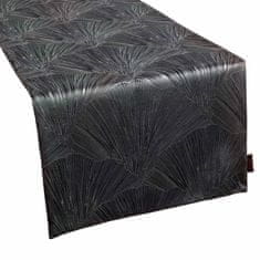 DESIGN 91 Běhoun na stůl Goja, černý s lesklým vzorem 40 x 140 cm