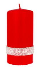 Artman Crystal Pearl Cylinder Medium Red Dekorativní svíčka