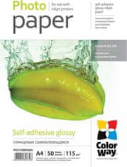 ColorWay fotopapír/ samolepící/ glossy 115g/m2, A4/ 50 kusů