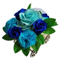 IDARY Mýdlová kytice v kočáru - Modrá