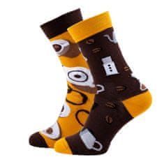 Veselé vzorované ponožky Coffee Lover černo-žluté vel. 43-46