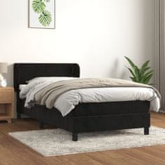 Greatstore Box spring postel s matrací černá 100x200 cm samet