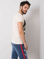 MECHANICH Béžové bavlněné pánské tričko s potiskem, velikost xl