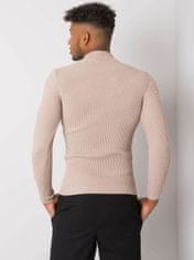 MECHANICH Béžový pánský svetr s vysokým límcem, velikost s