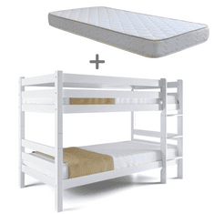 MASTERWOOD Patrová postel s matracemi LENNY 140 - buk bílá