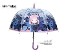 Simmy Luxusní průhledný deštník PVC s panenkou KIMMIDOLL modrý