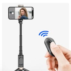 Techsuit Selfie tyč Tripod Techsuit Q12 bluetooth stativ na dálkové ovládání, černá
