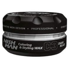 NISHMAN Coloring&Styling Wax - Barvicí pomáda černá, Okamžitý efekt černých vlasů, Pokrývá šediny a vytváří mladší vzhled, 100ml