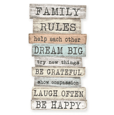 Little Nice Things Dekorativní cedule Family Rules, 50 x 30 cm
