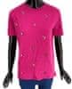 Etam Dámské tričko s krátkým rukávem, růžové ozdobené flitrovými srdíčky XS