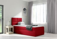 Veneti Čalouněná jednolůžková postel SONIA - 90x200, červená + topper ZDARMA