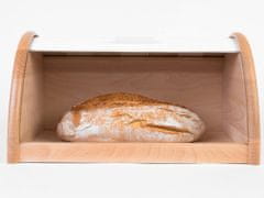 Zeller Dřevěný chlebník s bílým víkem 39x25x21cm