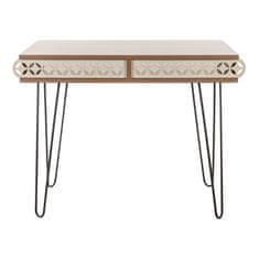 Butopêa Psací stůl s orientálním vzorem, ohnutými nohami, rozměry 75x51 cm, ořechová barva.