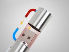 08361 Magnetické pero, LED svítilna, tester UV, USB stříbrná