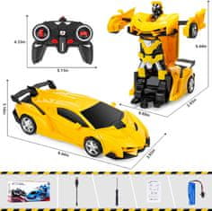 JOJOY® Transformátorové auto na dálkové ovládání | ROBOCAR Žlutý
