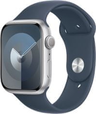 Apple Watch Series 9, 45mm, Silver, Storm Blue Sport Band - S/M
