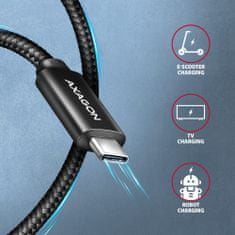 AXAGON kabel USB-C - USB-C, 240W 5A, ALU, opletený, 1m, černá