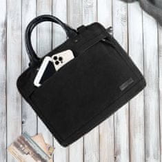 PAOLO PERUZZI Pánská černá bavlněná plátěná taška na notebook