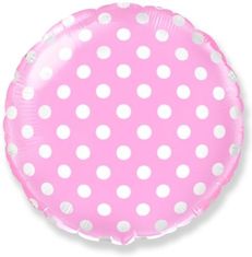 Flexmetal Kruh - Baby Pink puntíky 18"/46cm fóliový balónek