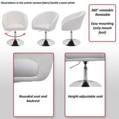 MCW Sada 6 jídelních židlí F19, kuchyňská židle otočná židle lounge chair, otočná výškově nastavitelná ~ umělá kůže taupe