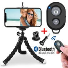 Stand Octopus selfie mini stativ s držákem pro mobilní telefony a GoPro + Bluetooth dálkové ovládání (Android a iOS)