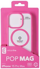CellularLine Zadní kryt Pop Mag s podporou Magsafe pro Apple iPhone 15 Pro Max, čirý / růžový (POPMAGIPH15PRMF)