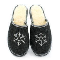 NOWO Dámské pantofle zateplené vlnou pro zimní pantofle černé se sněhovou vločkou r. 39