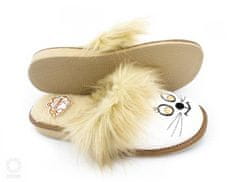 NOWO Dámské bílé kočičí pantofle s kožešinou zateplené pantofle r. 36