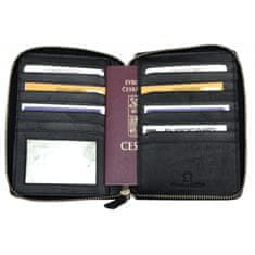 FLW Kožené pouzdro na cestovní pas, karty (s ochranou dat RFID) a další dokumenty, zapínané na kovový zip