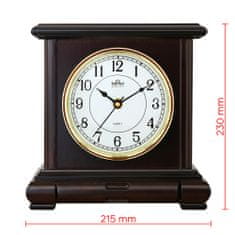 MPM QUALITY Dřevěné stolní hodiny MPM E03.3888.A, tmavě hnědá