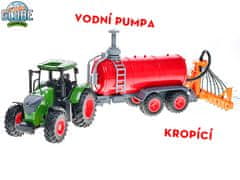 Kids Globe Farming traktor volný chod 49 cm s cisternou stříkající vodu