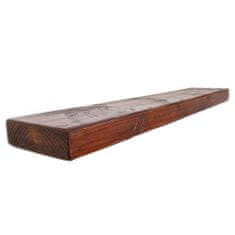 Moderix Rustikální Dřevěná Silná Závěsná Nástěnná Police Tmavý Dub, 22 cm, 200 cm