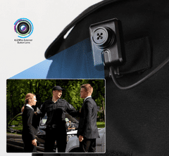 Boblov Policejní kamera KJ21 Pro s dotykovou obrazovkou a dálkovým ovládáním Bez externí knoflíkové kamery