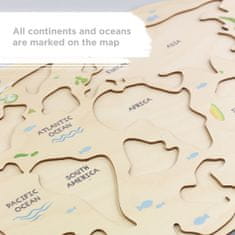 VEMKEL Dřevěná mapa světa pro dětí