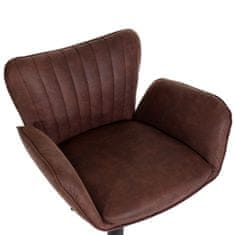 MCW Barová židle M67, otočná židle barová židle, s područkou podnožka otočná látka/textil železo ~ tmavě hnědá noha černá