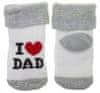 I love Kojenecké froté bavlněné ponožky I Love Dad, bílé/šedé 80/86
