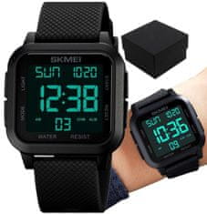 Camerazar Pánské sportovní hodinky SKMEI pro outdoor, vojenský styl, černé, s digitálním ciferníkem a pryžovo-silikonovým řemínkem